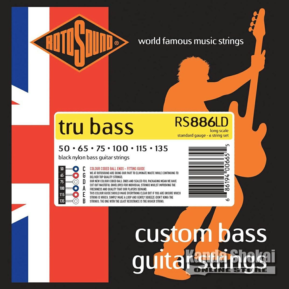 Rotosound ( ロトサウンド ) Tru Bass 88 6-Strings Set Black Nylon